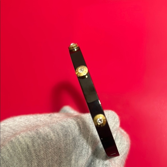 Henri Bendel Black and Gold Studded Bracelet with Crystals - Picture 2 of 5